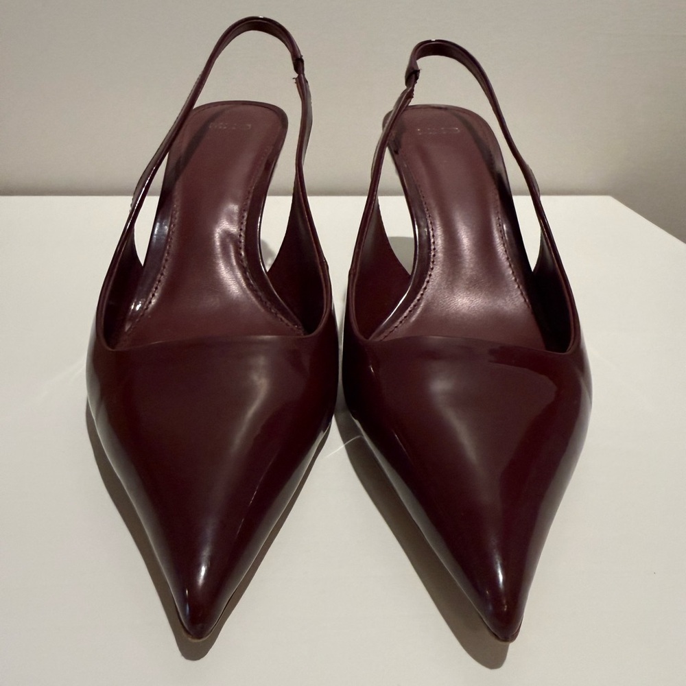 Mango Burgundy Slingback Heels